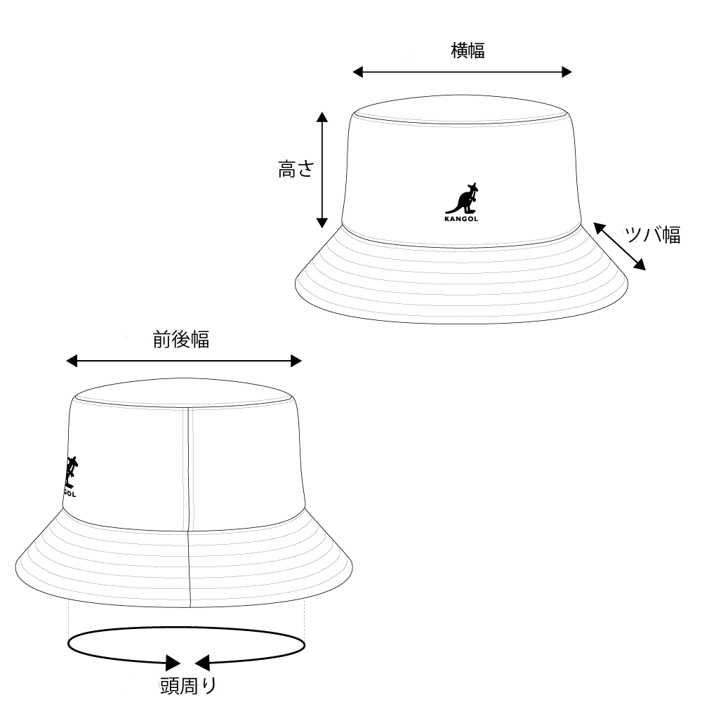 KANGOL WASHED BUCKET S(06) BLACK (01) KANGOL カンゴール ハット  ｜帽子通販｜OVERRIDE(オーバーライド）公式オンラインストア