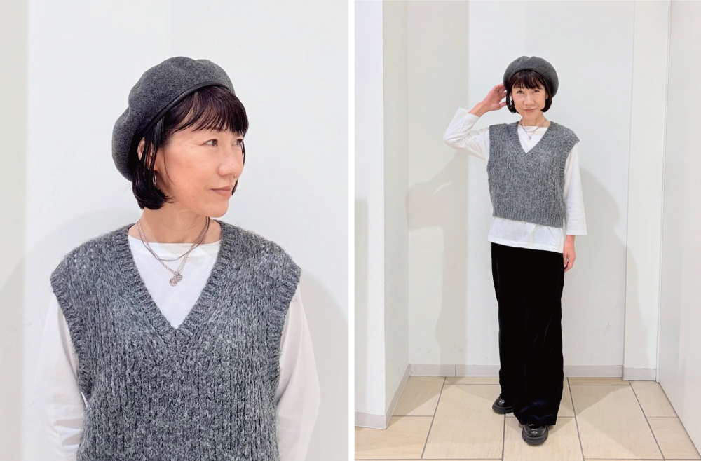 ショートヘアのベレー帽のかぶり方