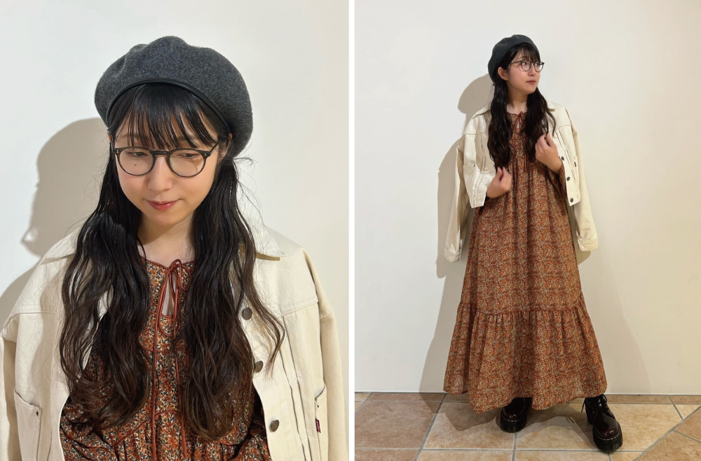 ロングヘアのベレー帽のかぶり方