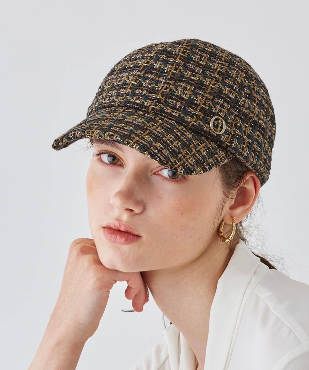 Lame Tape Mix Tweed Cap