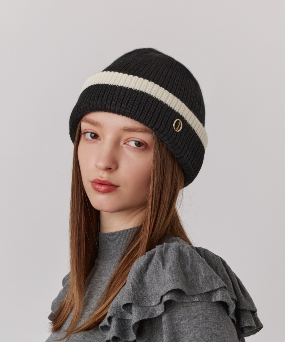 Chapeau d'O ブラック麦わら帽子 Chapeau d' O Bicolor MUGI Visor | 56cm～58cm(97) BLACK (01