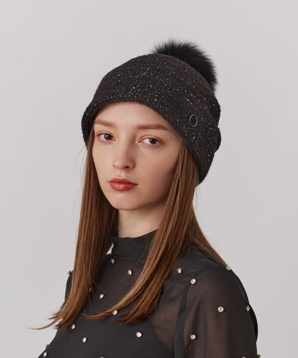 Chapeau d' O Spangle Mohair Beanie | 57.5cm(75) BLACK (01