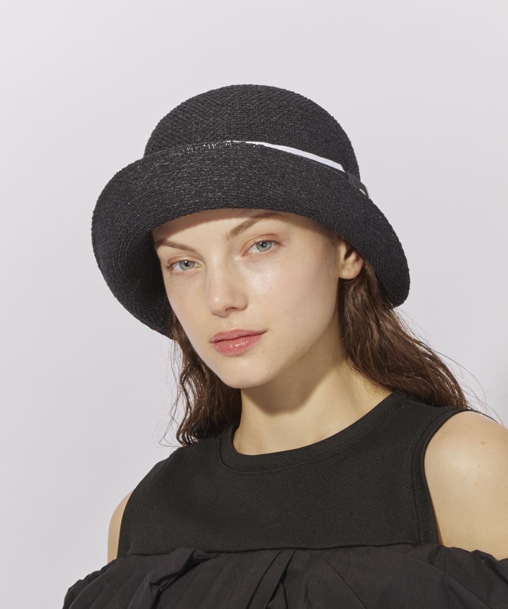 Chapeaud' 0 （シャポード オー）カンカン帽59 リボン Chapeau d' O Washi G.G. Ribbon Breton | 59cm(59) BLACK (01