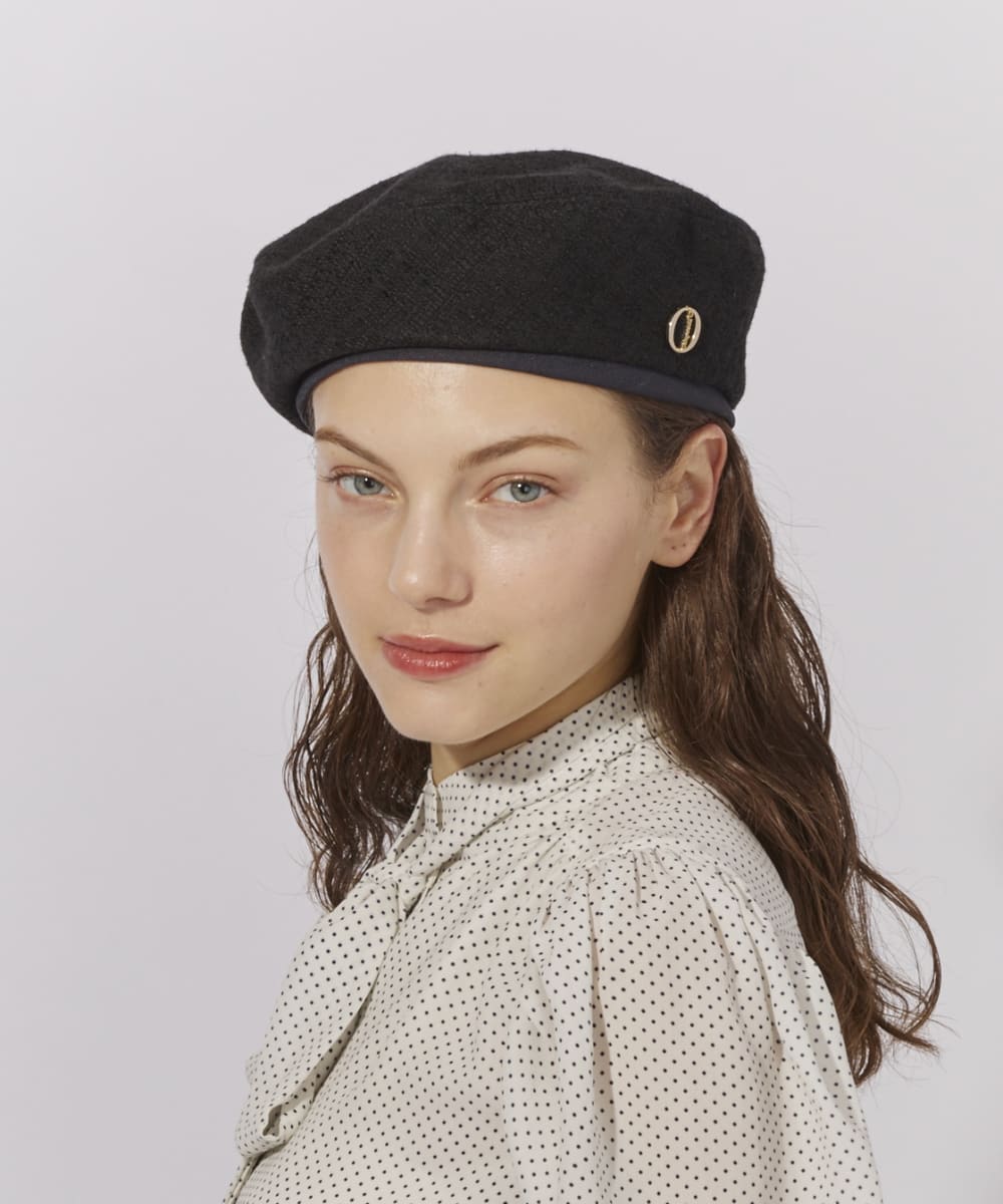Chapeau d' O Summer Tweed Beret | 57.5cm(75) BLACK (01) | Chapeau