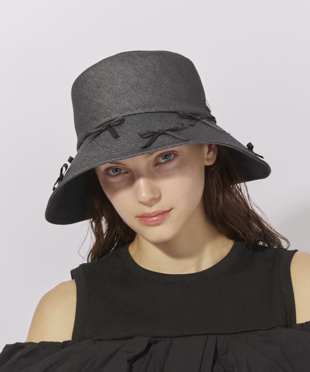 Chapeau d' O Denim Ribbon Capeline | 57.5cm(75) BLACK (01