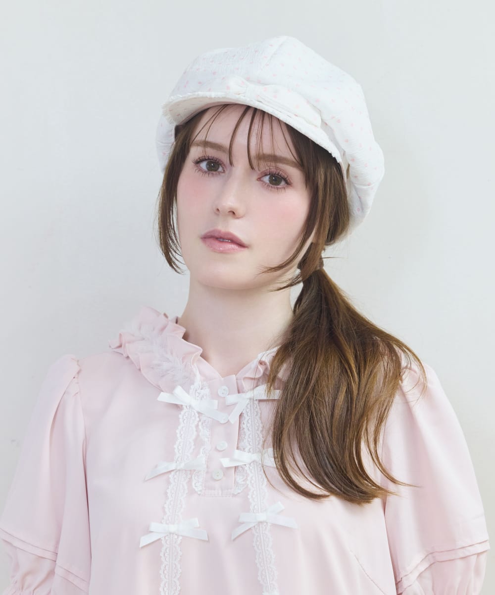 小紋　鶯色　白　帽子絞り　小花　K111 kaorinomori×Lolime by mellfy memory ロリータキャス | 57.5cm(75