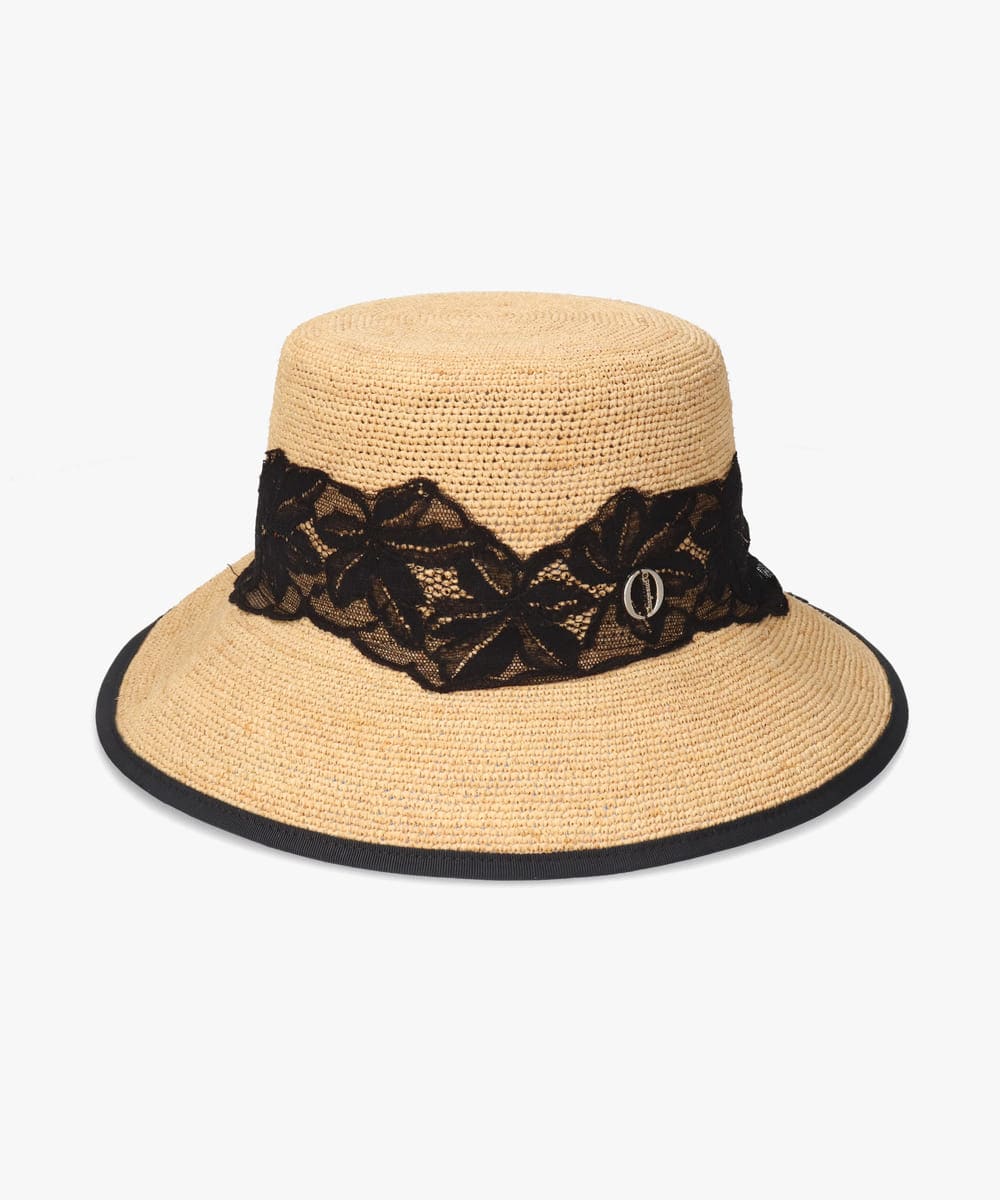 Chapeau d' O Raffia Lace Bucket | 57.5cm(75) BLACK (01) | Chapeau