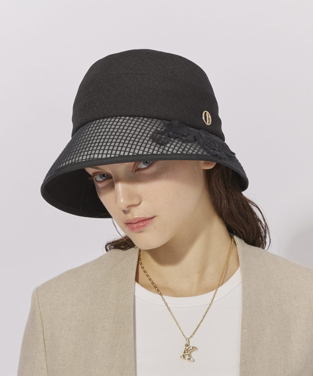 Chapeau d' O Flower Lace Linela Cloche | 57.5cm(75) BLACK (01