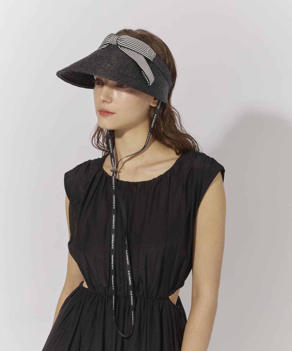 Chapeau d' O Front Ribbon MUGI Visor | 56cm～58cm(97) BLACK (01