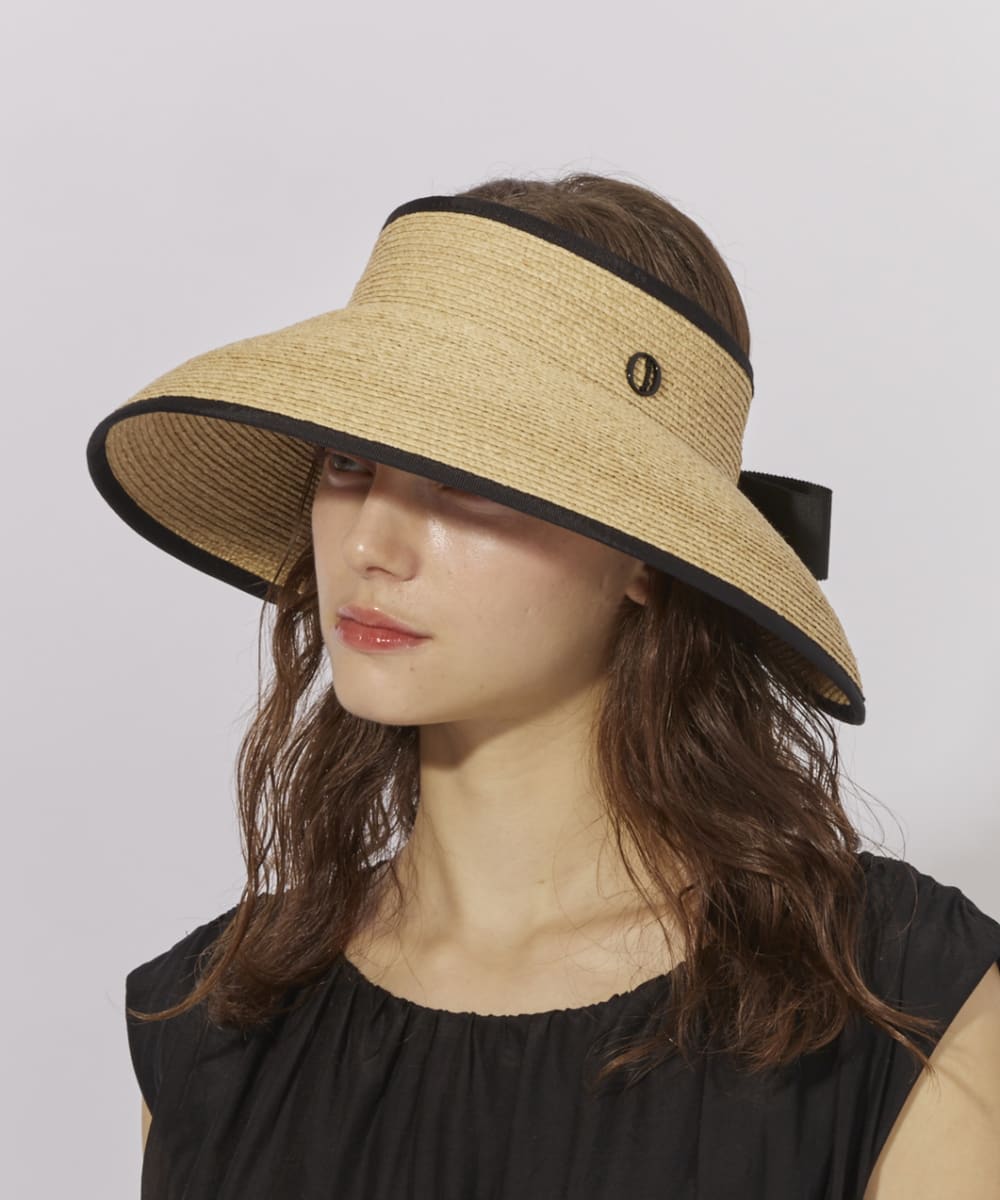 Chapeau d' O Raffia Casablanca Visor | 56cm～58cm(97) BLACK (01